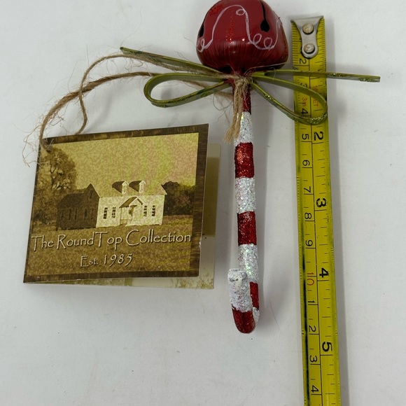 NEW The Round Top Collection Jingle Bell Candy Cane Ornament Metal D6 - Picture 2 of 5
